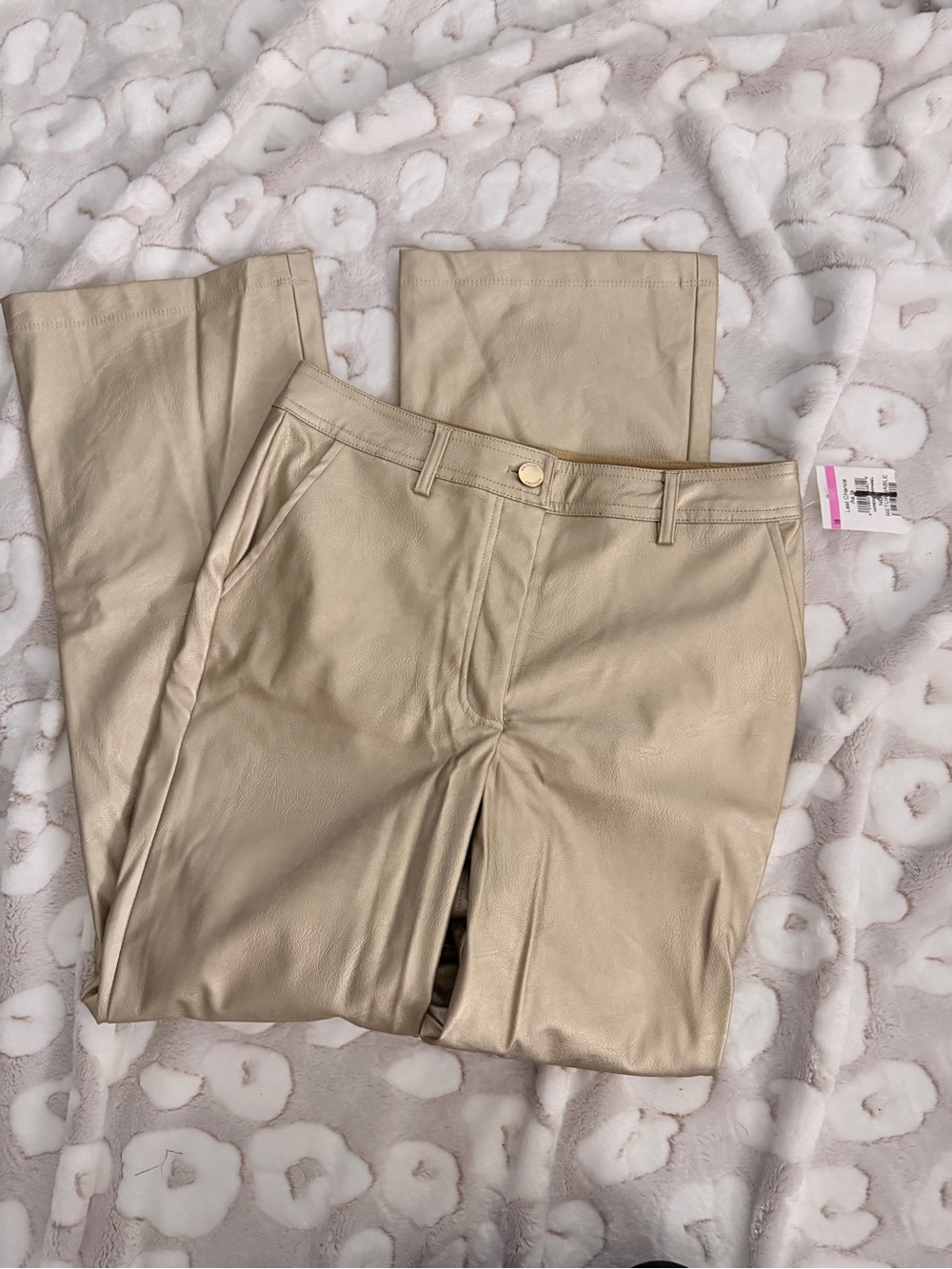 Halogen Women’s Faux Leather Pants in Light Gold H30
